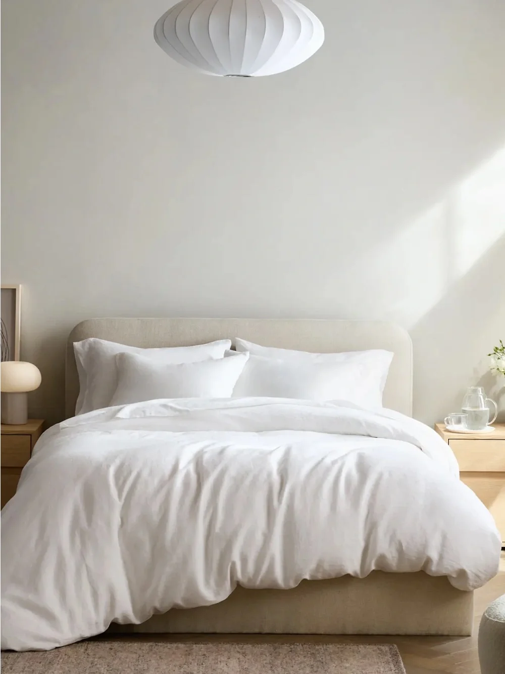 European Linen Duvet Cover Set - twin- white